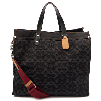 Coach Tote Field Tote in Black, Denim — Alternate View 7