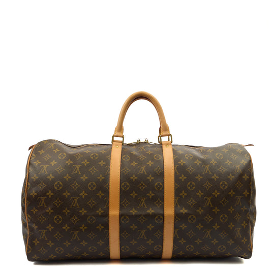 Louis Vuitton Top Handle Keepall 55 in Monogram, Canvas — Front View