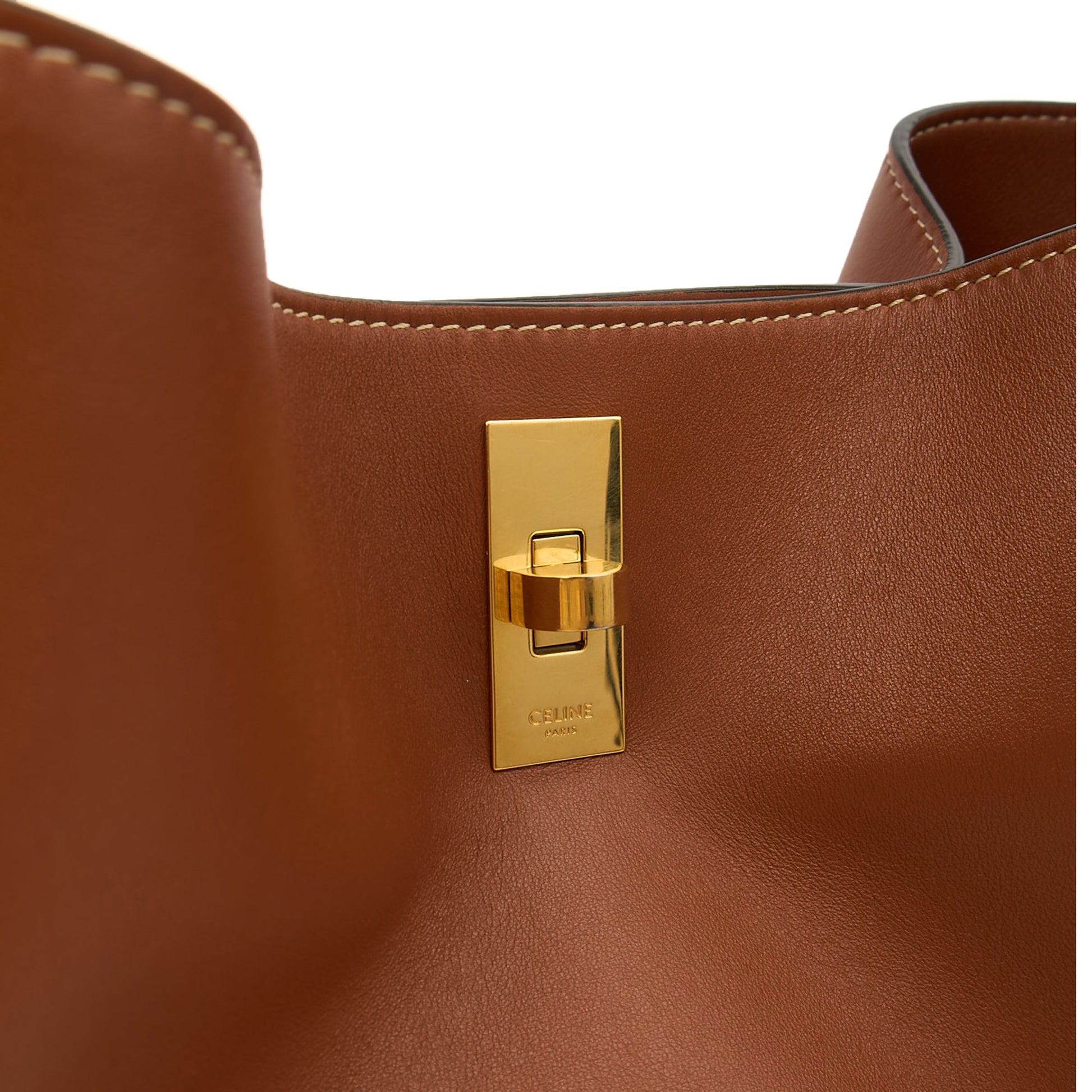Celine Bucket Bag Sangle Seau in Brown, Box Calfskin — Lifestyle View