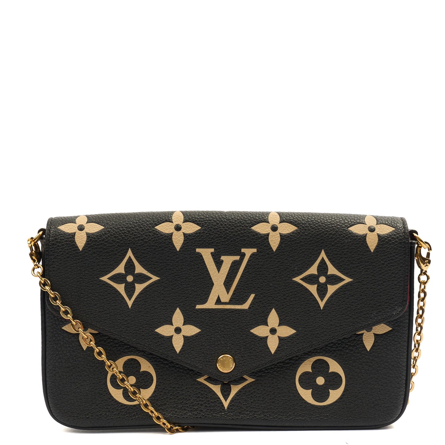 Louis Vuitton Cross Body Felicie Pochette in Black, Leather — Front View