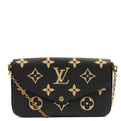 Louis Vuitton Cross Body Felicie Pochette in Black, Leather — Front View