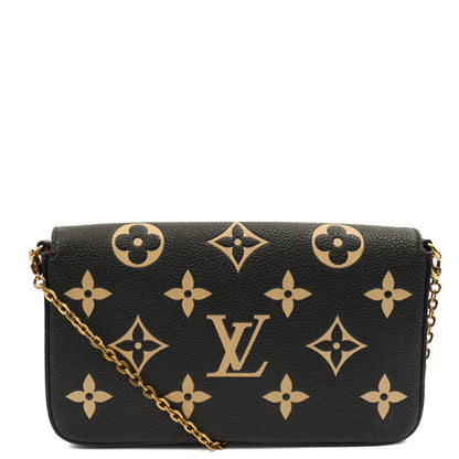 Louis Vuitton Cross Body Felicie Pochette in Black, Leather — Top View