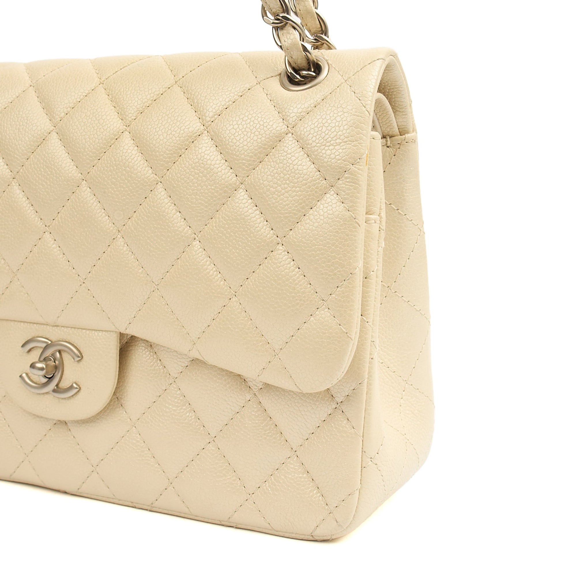 Chanel Classic Double Flap - Large in Champagne, Caviar Leather — Alternate View 8