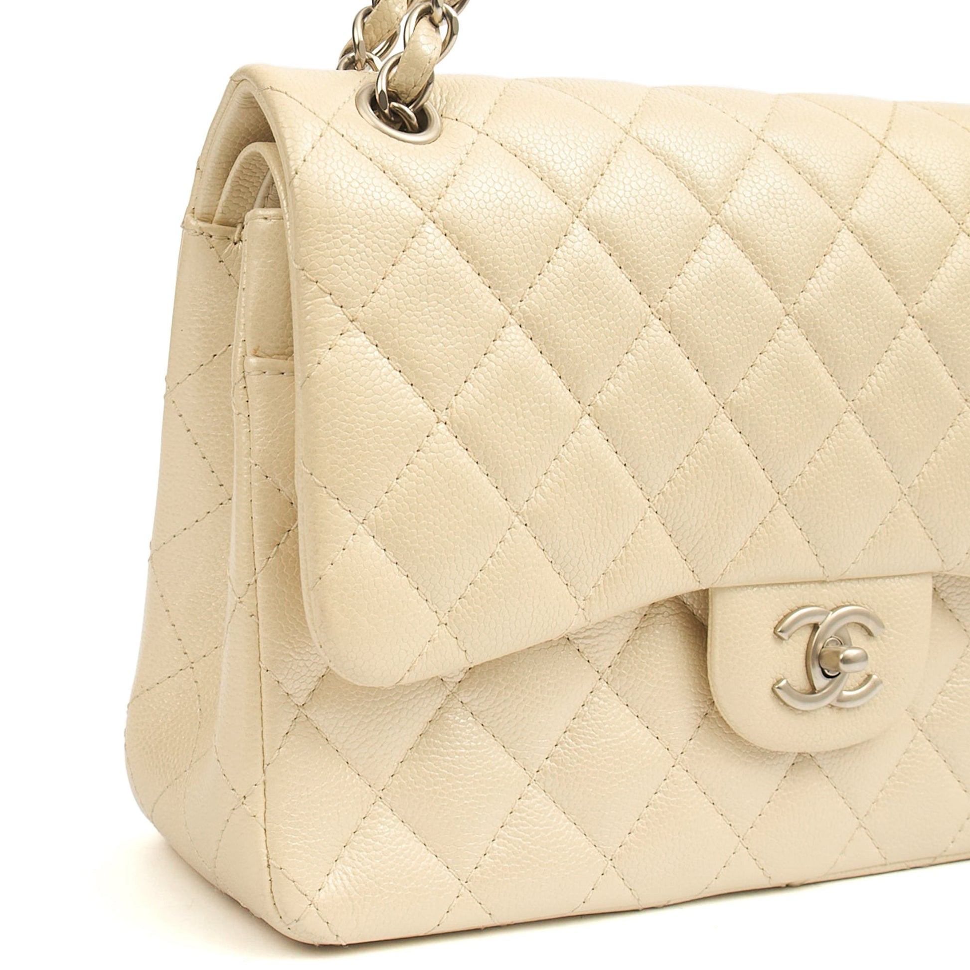 Chanel Classic Double Flap - Large in Champagne, Caviar Leather — Alternate View 10