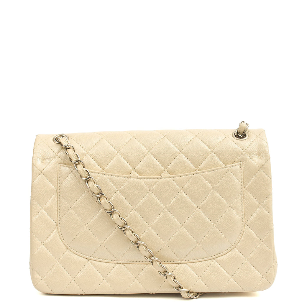 Chanel Classic Double Flap - Large in Champagne, Caviar Leather — Detail View
