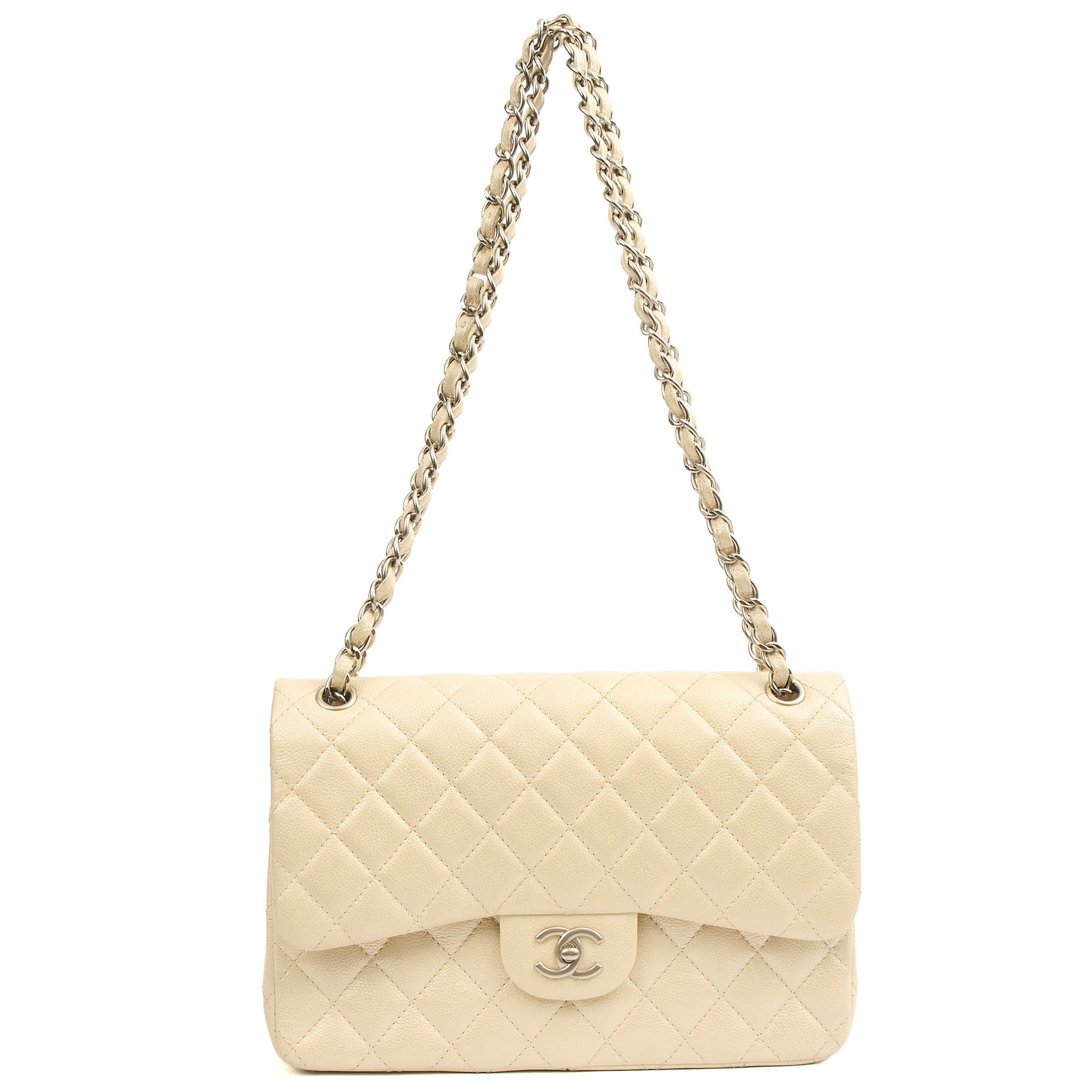 Chanel Classic Double Flap - Large in Champagne, Caviar Leather — Alternate View 7