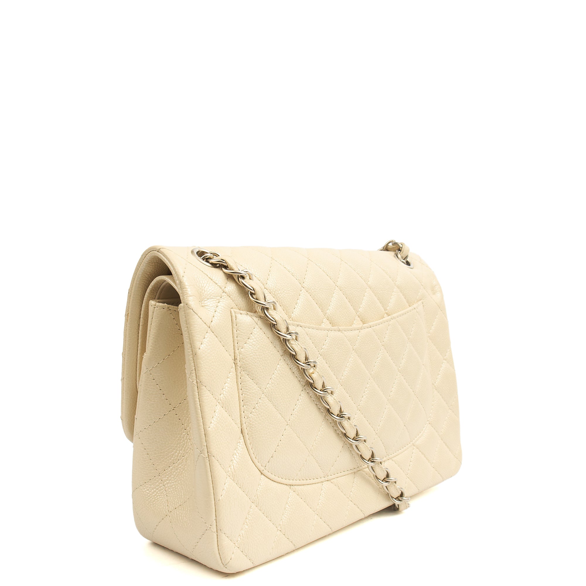 Chanel Classic Double Flap - Large in Champagne, Caviar Leather — Top View