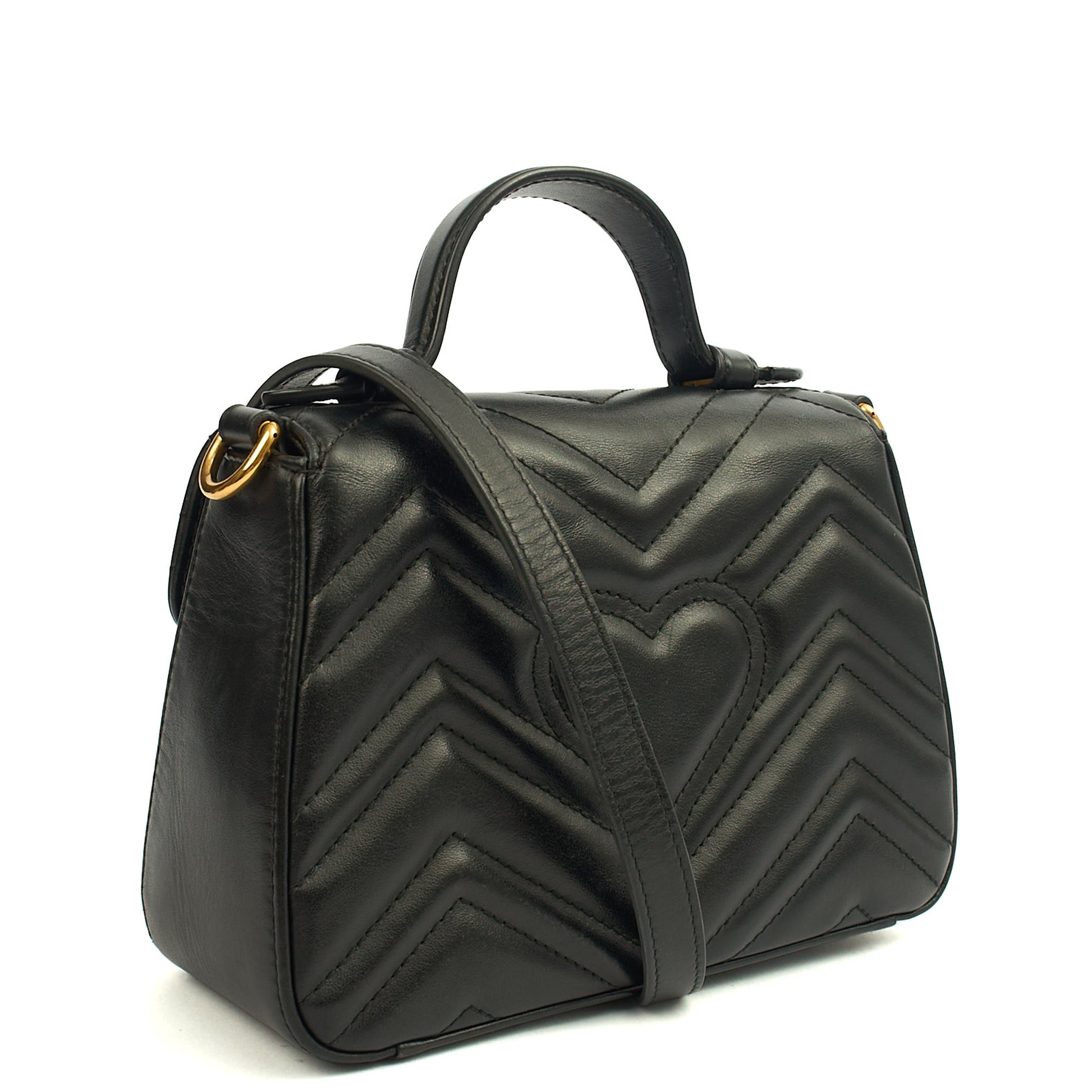 Gucci Top Handle GG Marmont Top Handle - Mini in Black, Leather — Side View
