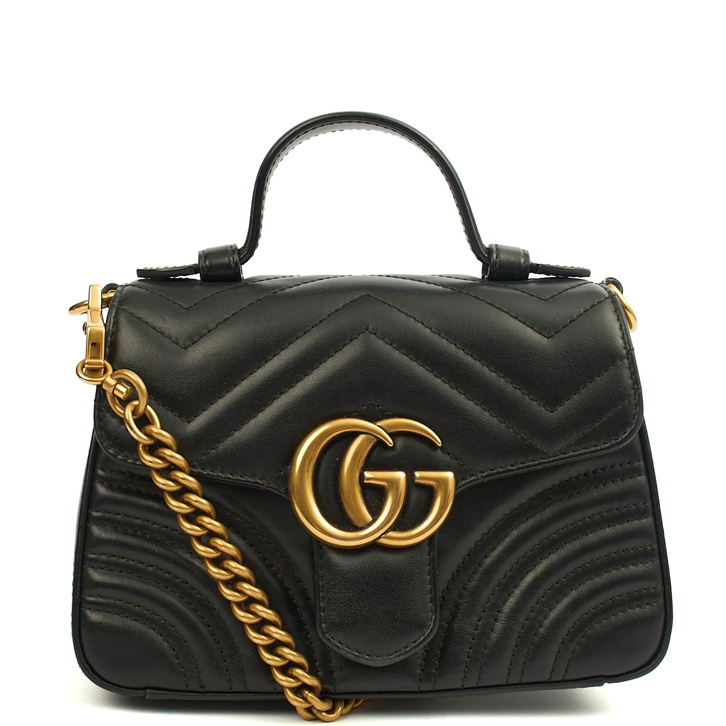 Gucci Top Handle GG Marmont Top Handle - Mini in Black, Leather — Front View