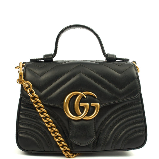 Gucci Top Handle GG Marmont Top Handle - Mini in Black, Leather — Front View