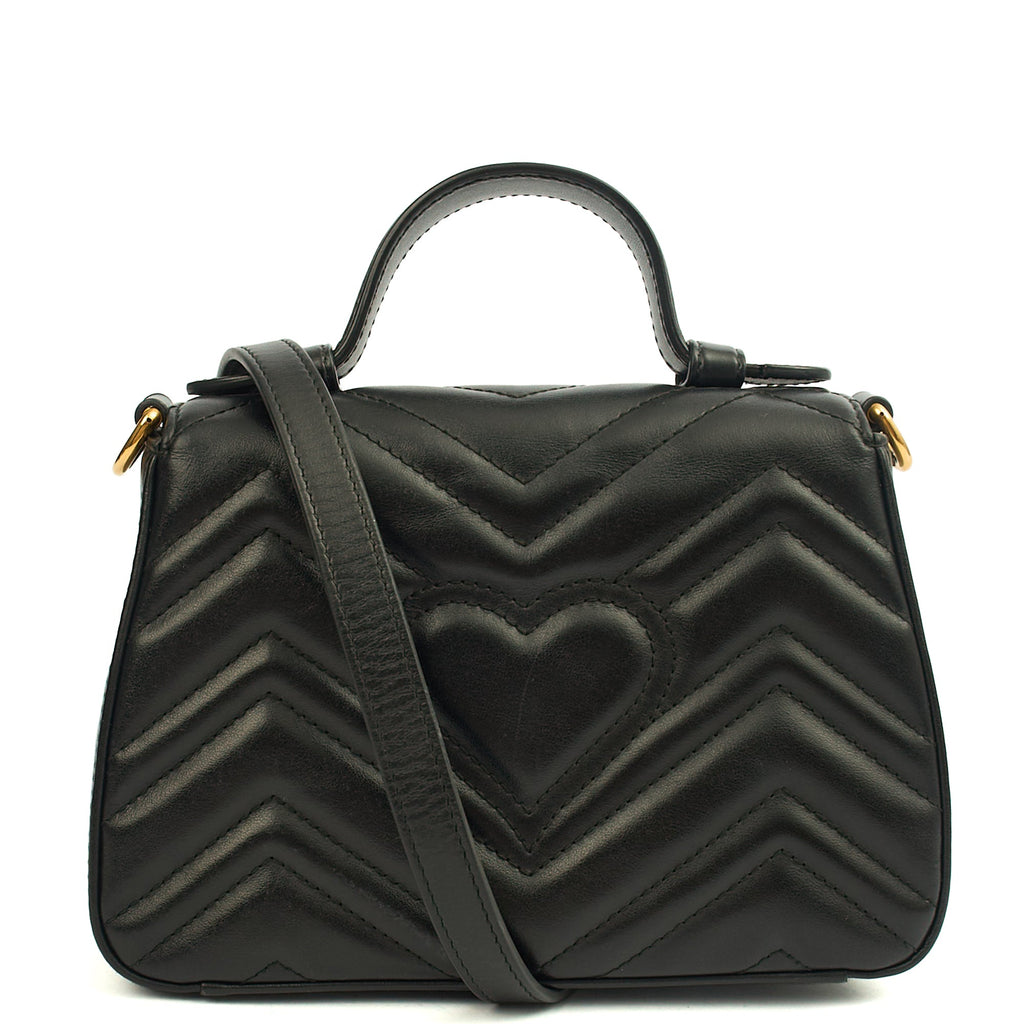 Gucci Top Handle GG Marmont Top Handle - Mini in Black, Leather — Back View