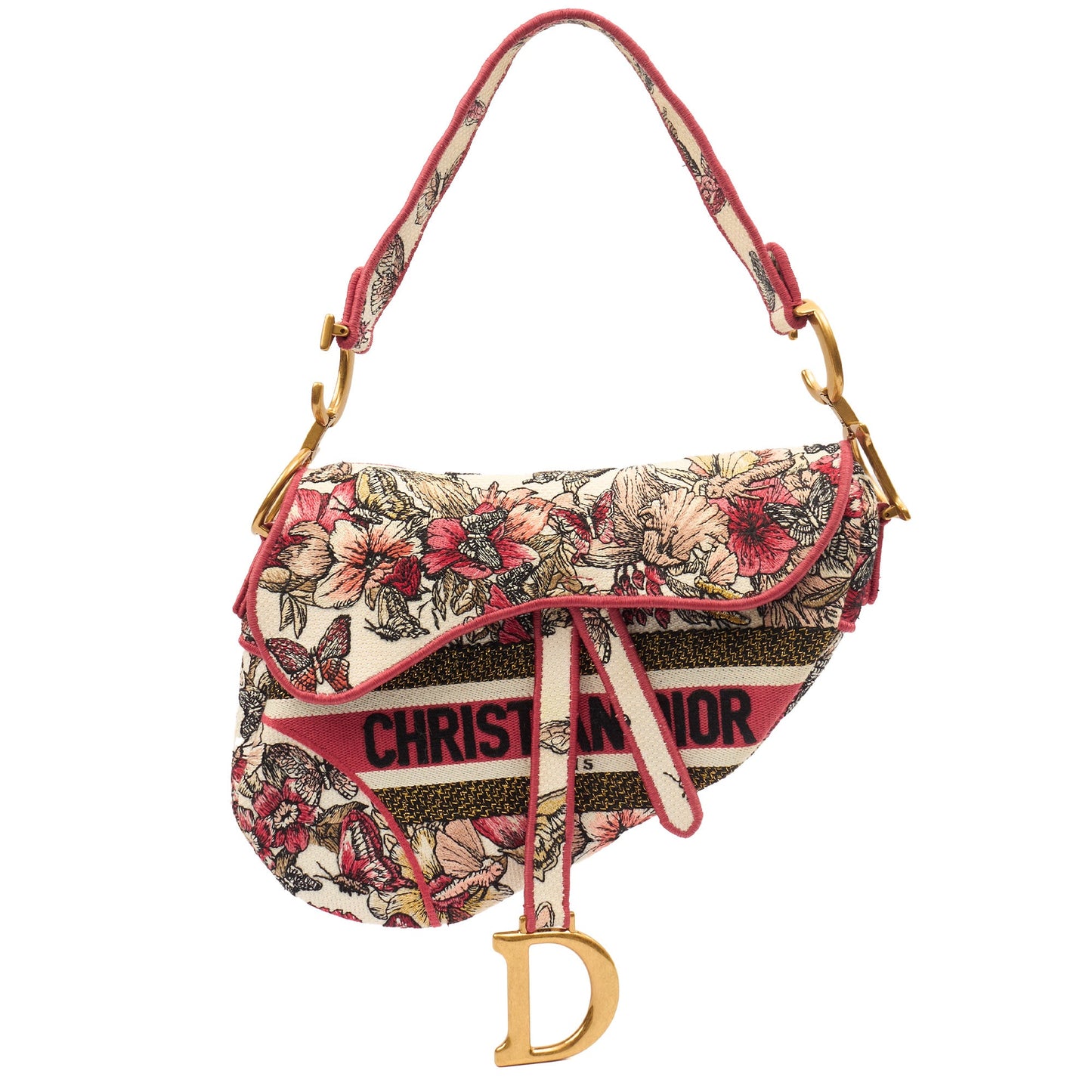 Christian Dior Shoulder Bag Saddle Bag in Multi, Fabric — Front View