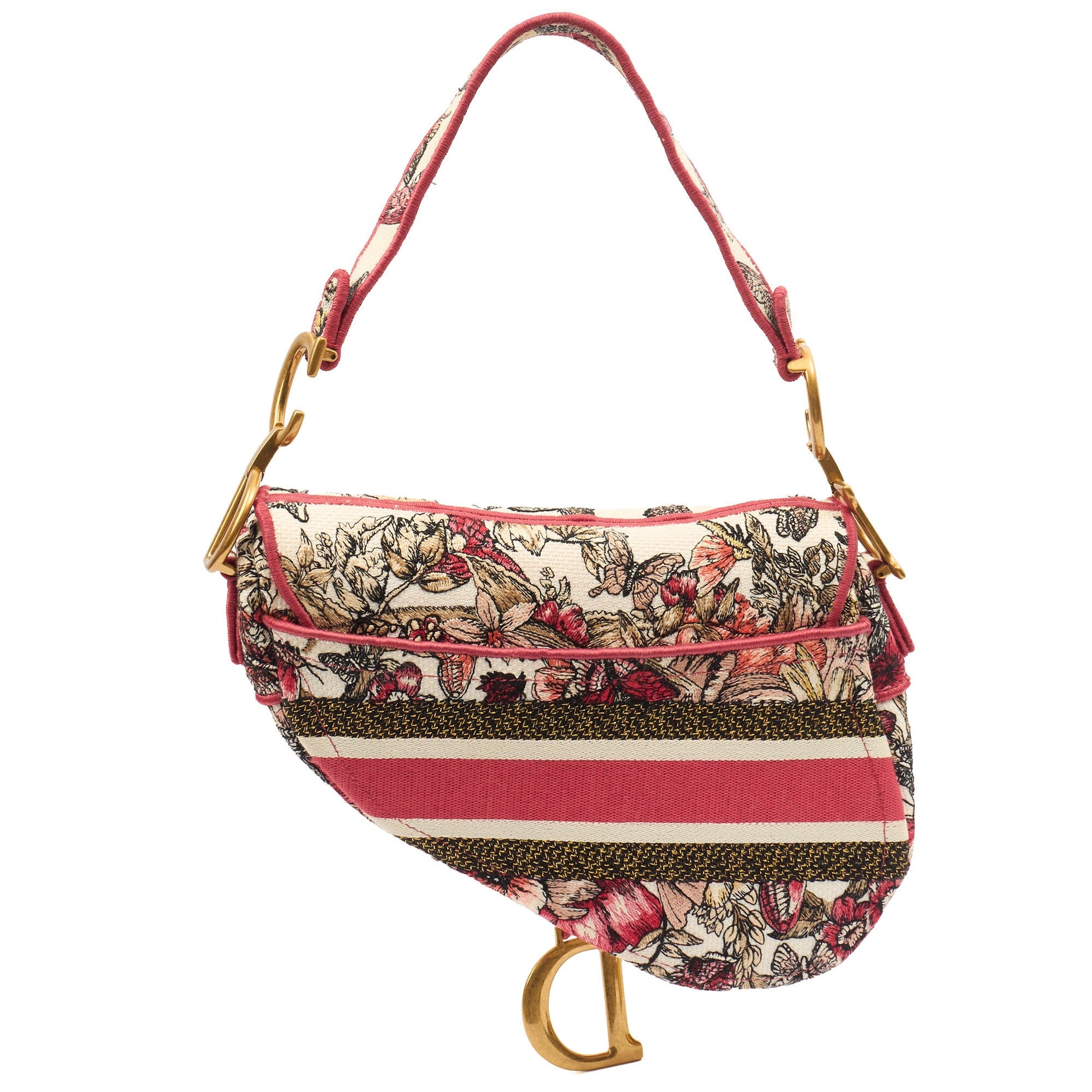 Christian Dior Shoulder Bag Saddle Bag in Multi, Fabric — Top View