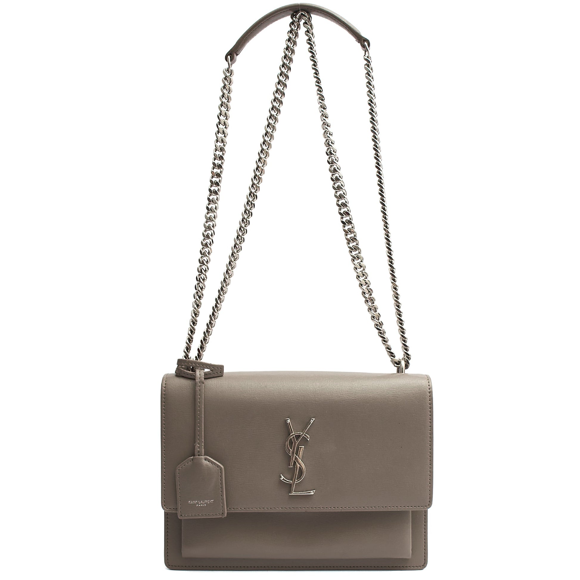 Saint Laurent Shoulder Bag Sunset - Medium in Grey, Leather — Front View