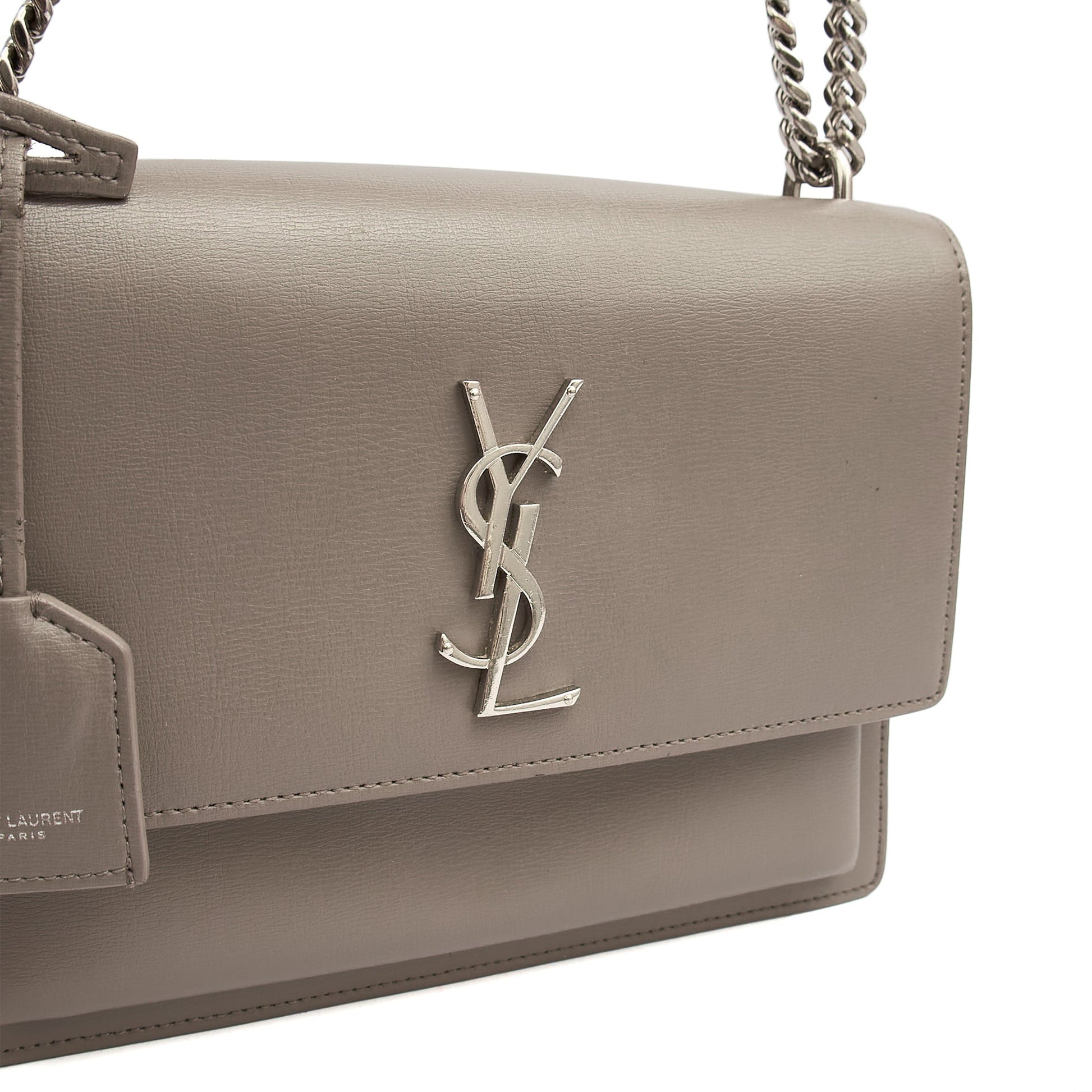 Saint Laurent Shoulder Bag Sunset - Medium in Grey, Leather — Lifestyle View