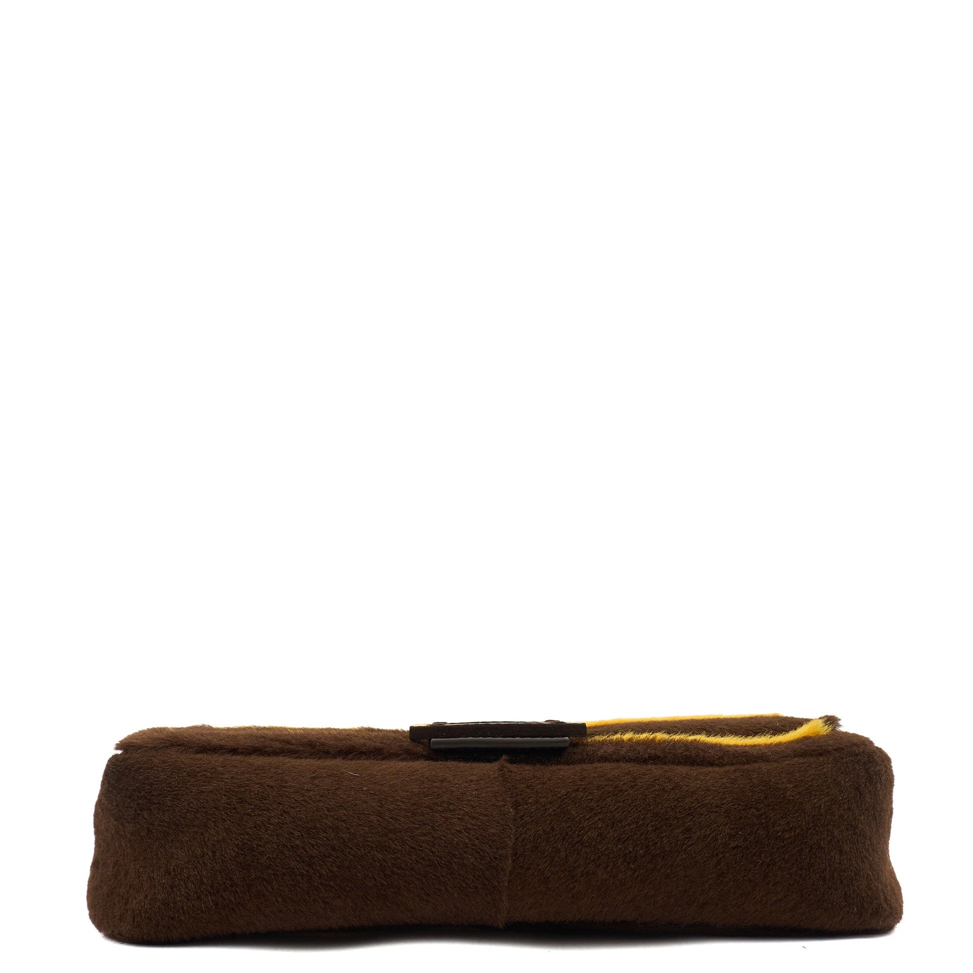 Fendi Shoulder Bag Baguette in Yellow, Fur — Detail View