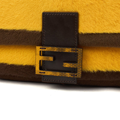 Fendi Shoulder Bag Baguette in Yellow, Fur — Lifestyle View
