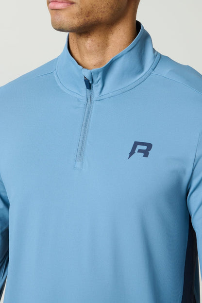 Reprimo Vortex Quarter Zip 'Dusty Blue Ink Blue' — XS — Back View