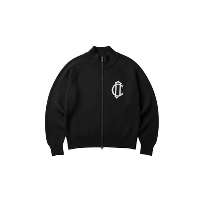 Cardair CD Emblem Knit Track Top - Black — S — Front View