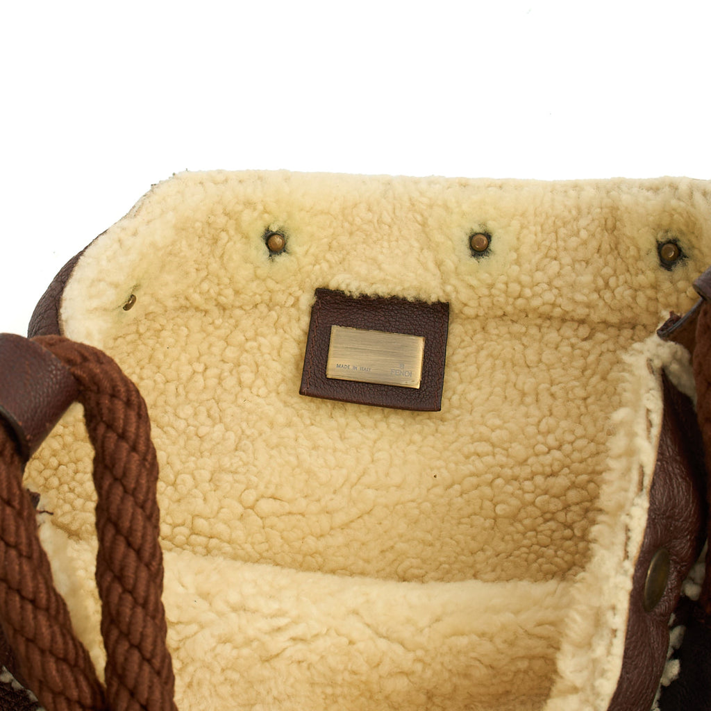 Fendi Tote Vintage Hobo in Brown, Fabric — Detail View