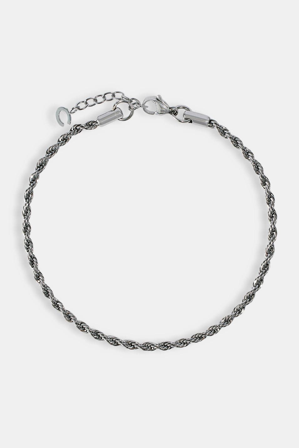 Cernucci Rope Bracelet - 3mm - White — 6" — Side View
