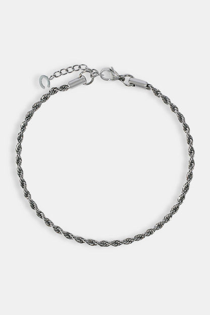 Cernucci Rope Bracelet - 3mm - White — 6" — Side View