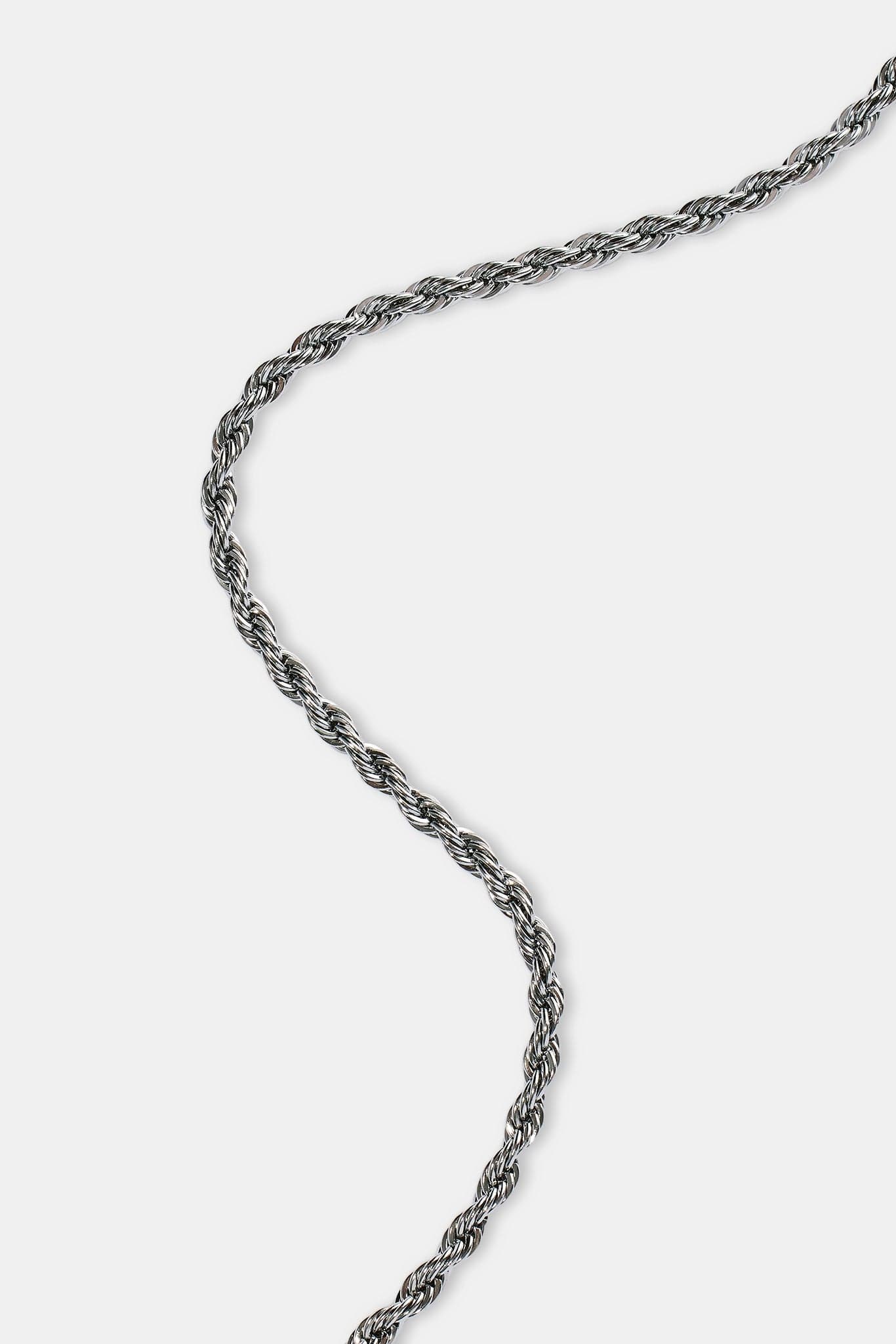 Cernucci Rope Bracelet - 3mm - White — 6" — Back View