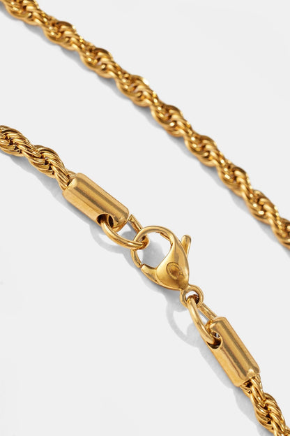 Cernucci 3mm Rope Chain - Gold — 16" — Top View