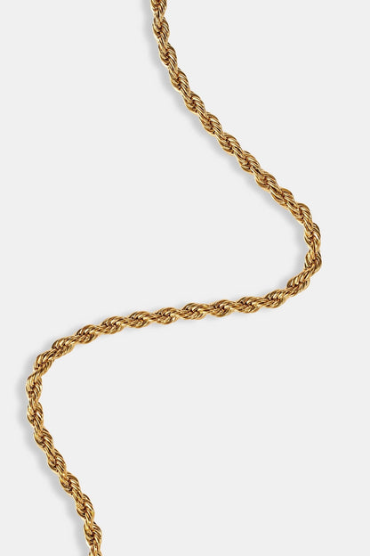 Cernucci 3mm Rope Chain - Gold — 16" — Top View