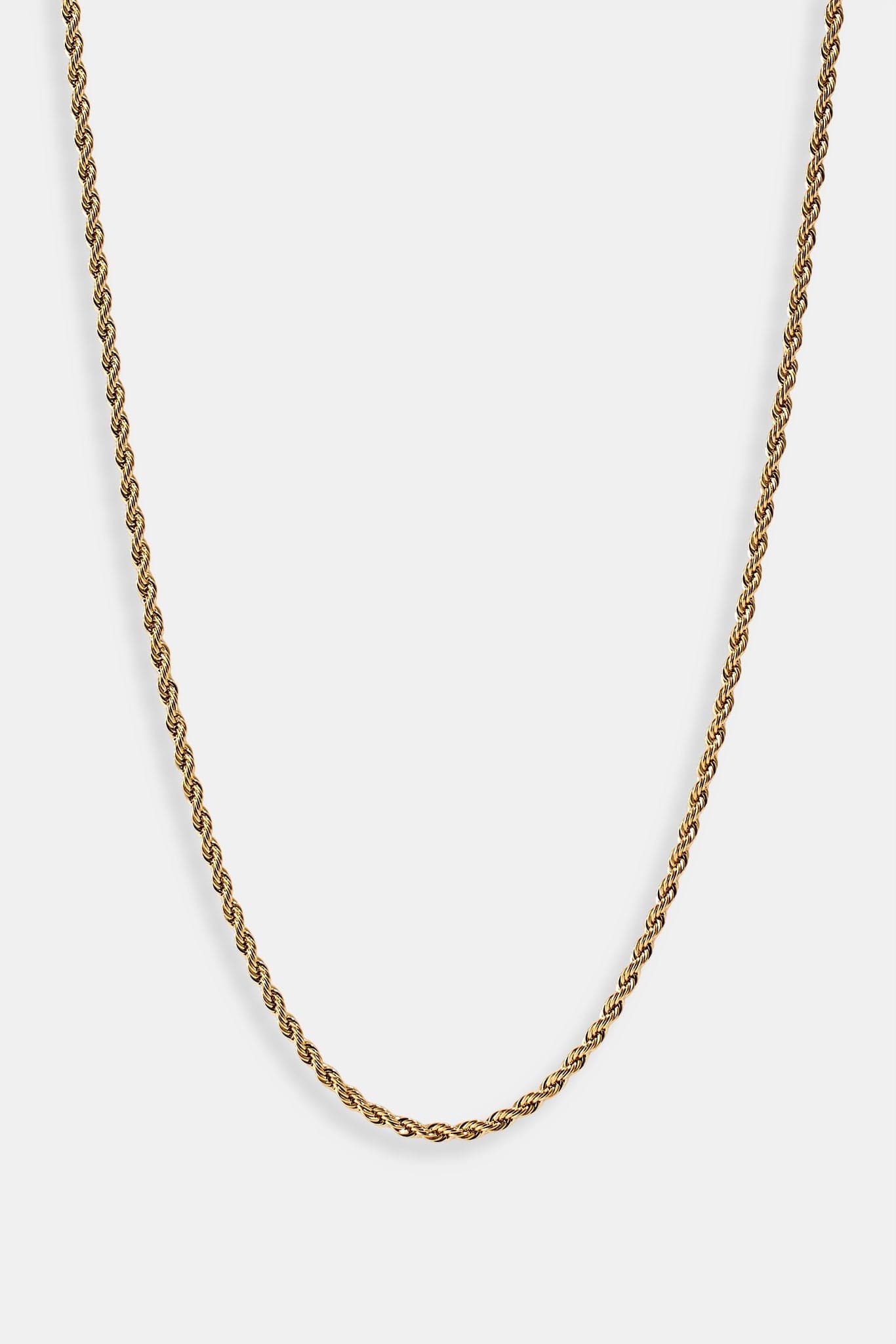 Cernucci 3mm Rope Chain - Gold — 16" — Side View