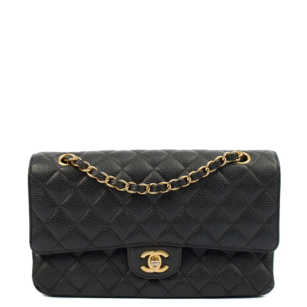 Chanel Shoulder Bag Classic Double Flap - Medium in Black, Leather — Front View