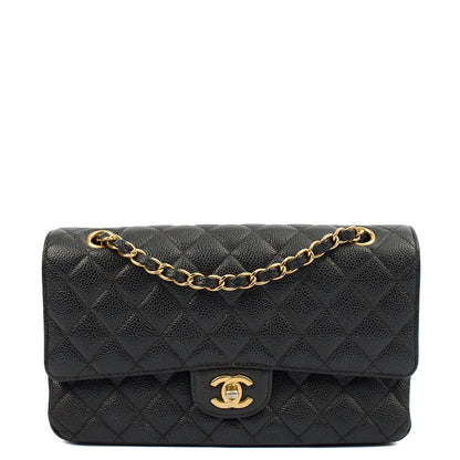 Chanel Shoulder Bag Classic Double Flap - Medium in Black, Leather — Front View