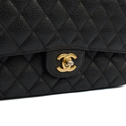 Chanel Shoulder Bag Classic Double Flap - Medium in Black, Leather — Side View