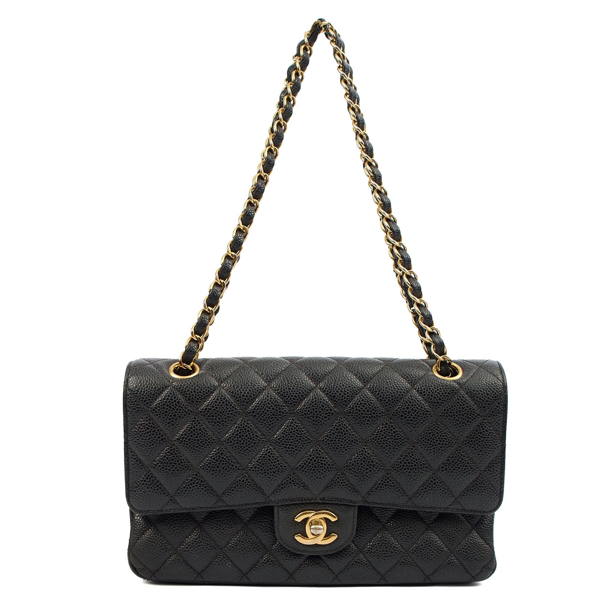 Chanel Shoulder Bag Classic Double Flap - Medium in Black, Leather — Lifestyle View