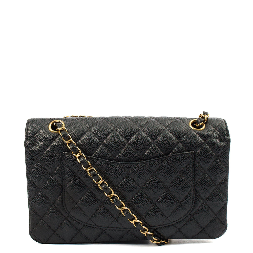 Chanel Shoulder Bag Classic Double Flap - Medium in Black, Leather — Top View
