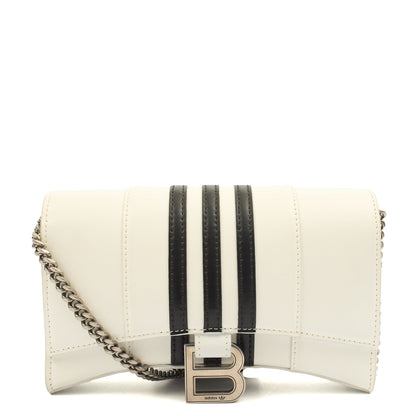 Balenciaga Cross Body Hourglass Wallet on Chain in White, Leather — Front View