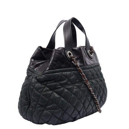 Chanel Shoulder Bag Bubble Tote in Green, Nubuck — Side View