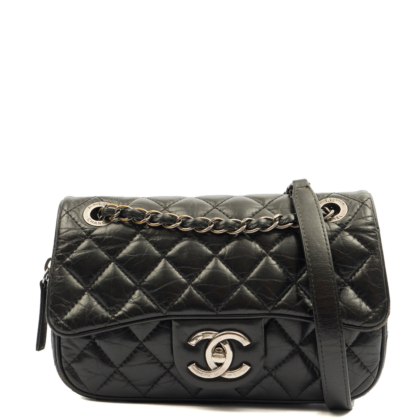 Chanel Cross Body Flap Bag in Black, Calfskin Leather — Alternate View 11