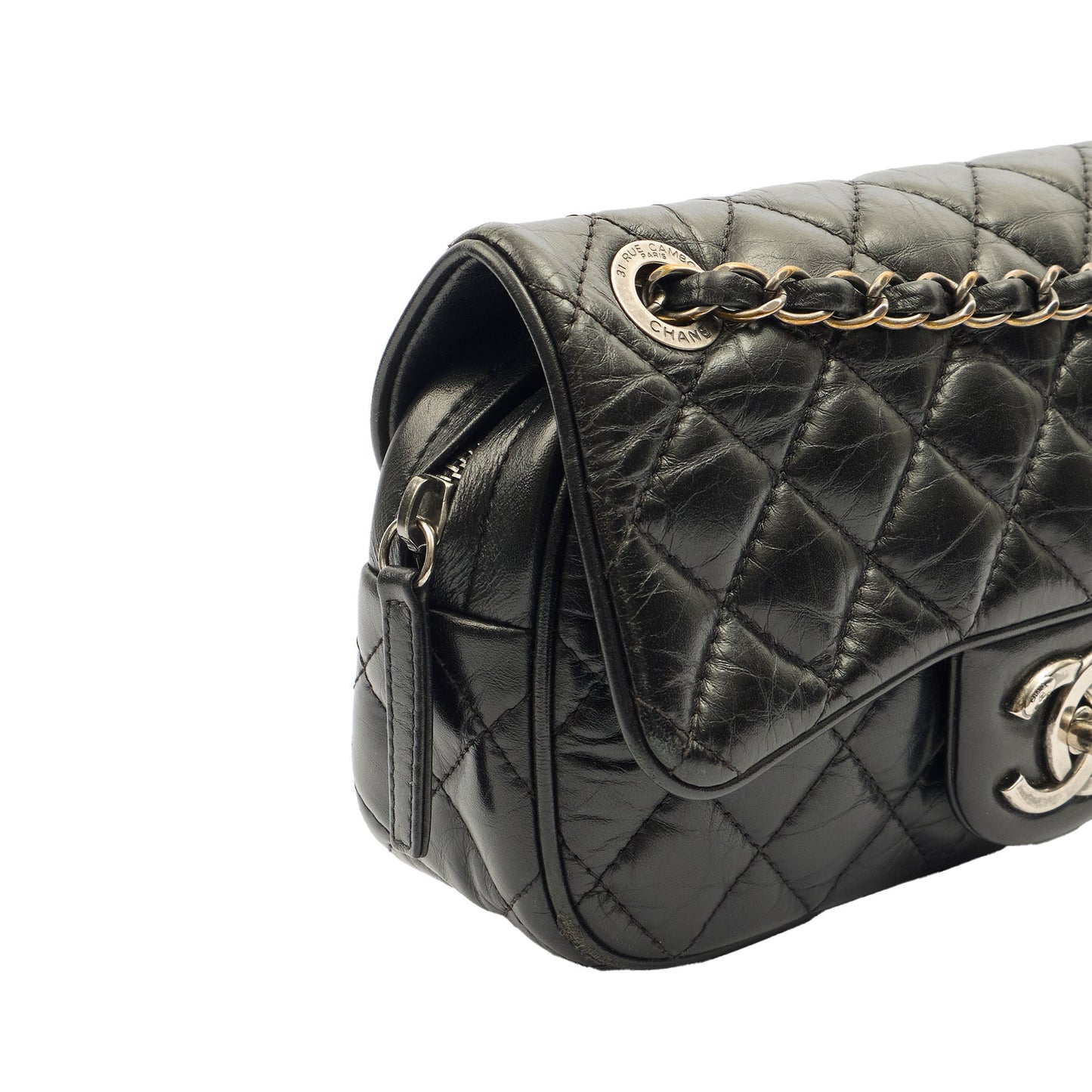 Chanel Cross Body Flap Bag in Black, Calfskin Leather — Alternate View 17