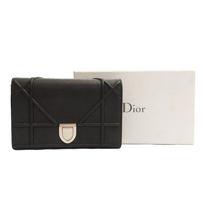 Christian Dior Cross Body Diorama WOC in Black, Leather — Side View