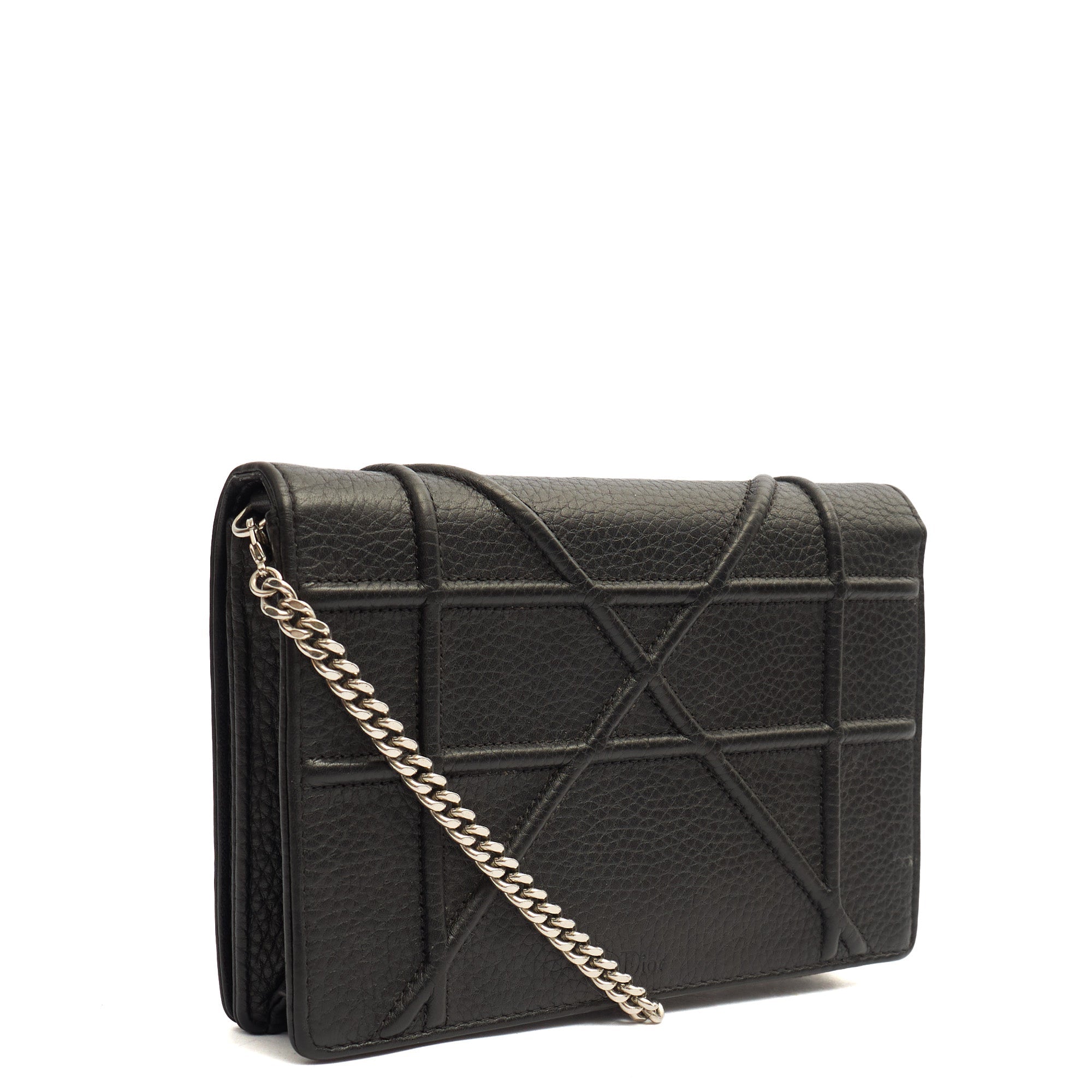 Christian Dior Cross Body Diorama WOC in Black, Leather — Back View