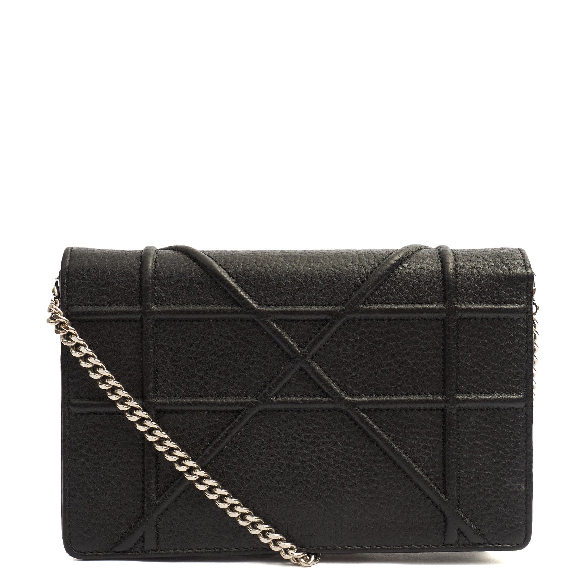Christian Dior Cross Body Diorama WOC in Black, Leather — Top View