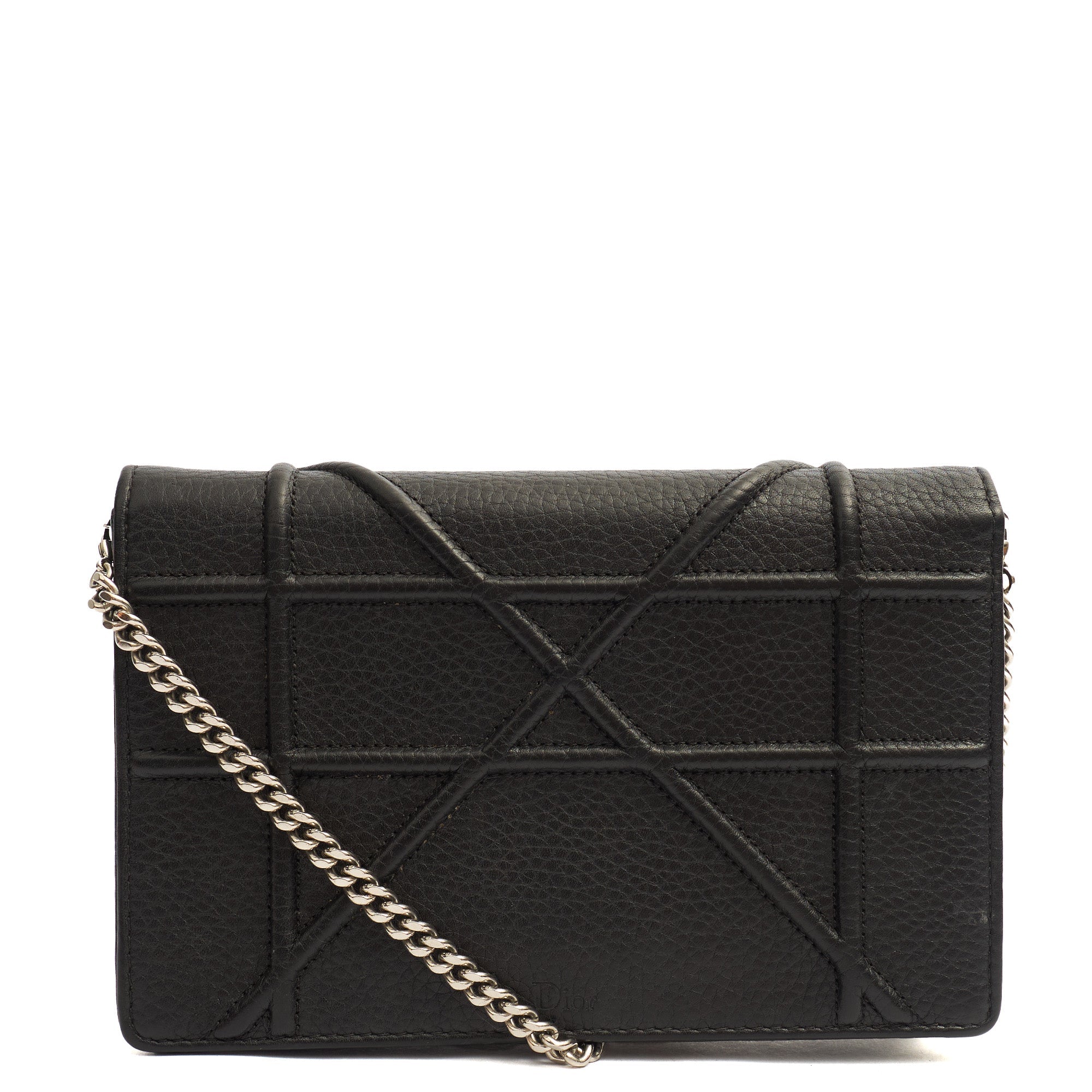 Christian Dior Cross Body Diorama WOC in Black, Leather — Top View