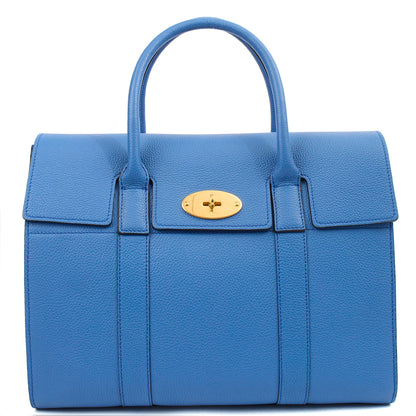 Mulberry Tote Bayswater with Strap in Blue, Leather — Front View