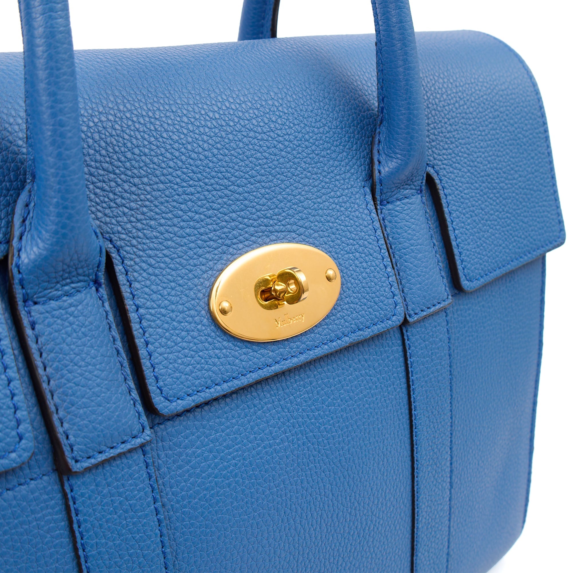 Mulberry Tote Bayswater with Strap in Blue, Leather — Side View