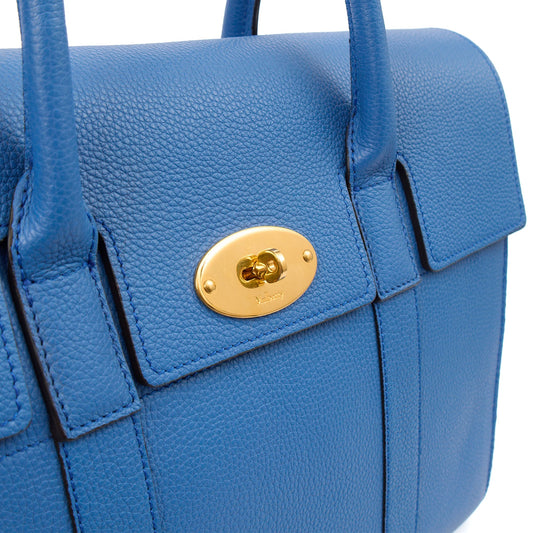 Mulberry Tote Bayswater with Strap in Blue, Leather — Side View