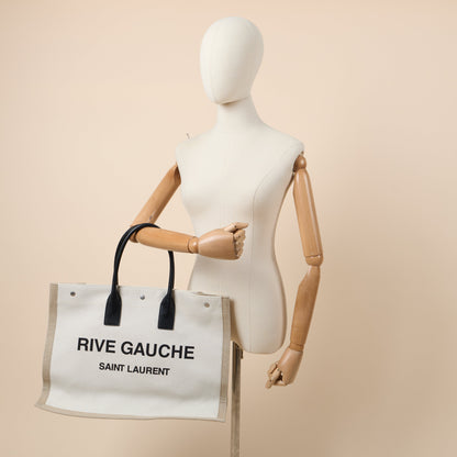 Saint Laurent Tote Rive Gauche Tote in Neutral, Fabric — Side View