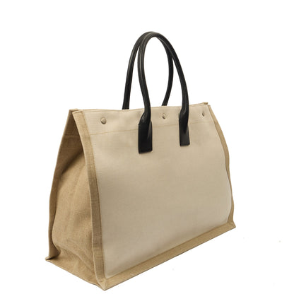 Saint Laurent Tote Rive Gauche Tote in Neutral, Fabric — Back View