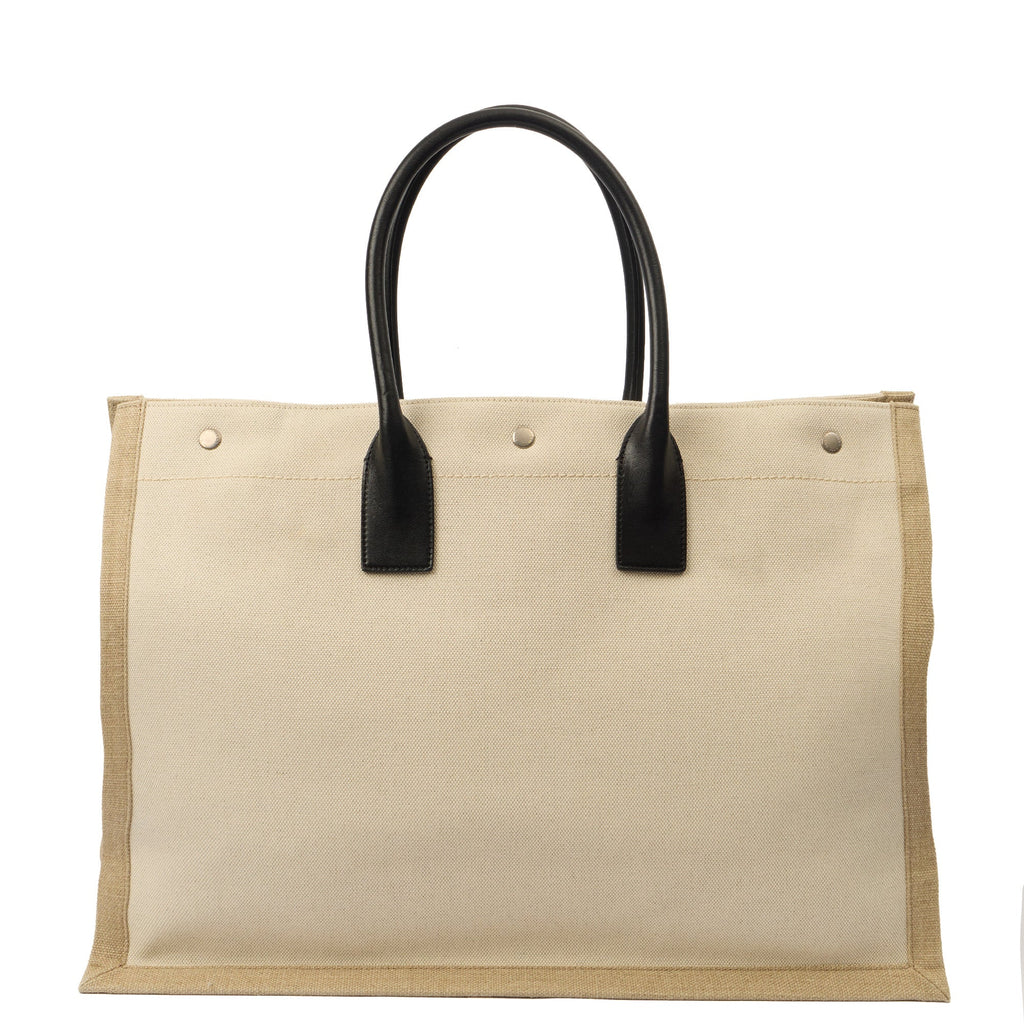 Saint Laurent Tote Rive Gauche Tote in Neutral, Fabric — Top View