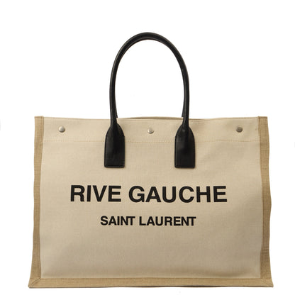 Saint Laurent Tote Rive Gauche Tote in Neutral, Fabric — Front View